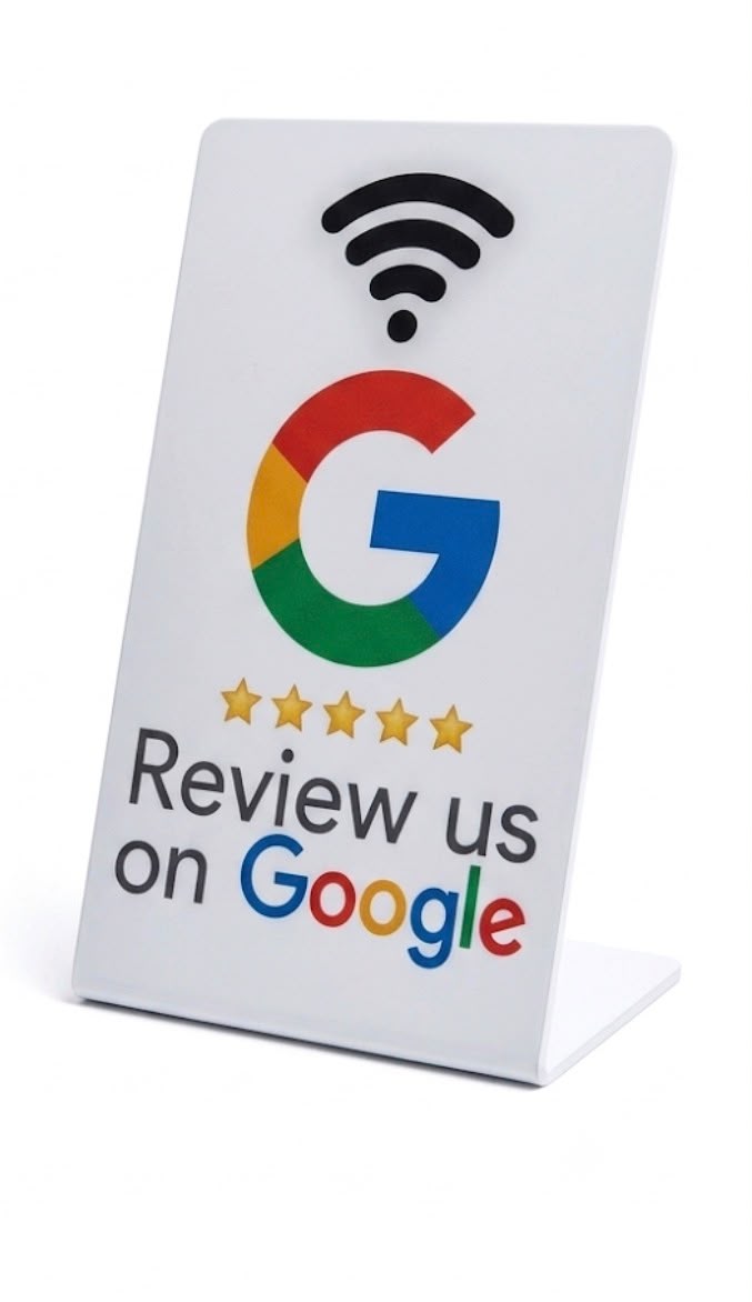 Stand da Tavolo NFC "Recensioni Google" - Bianco