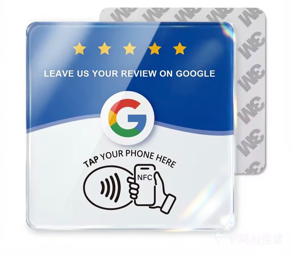 Adesivo Smart NFC "Google Recensioni" - Blu